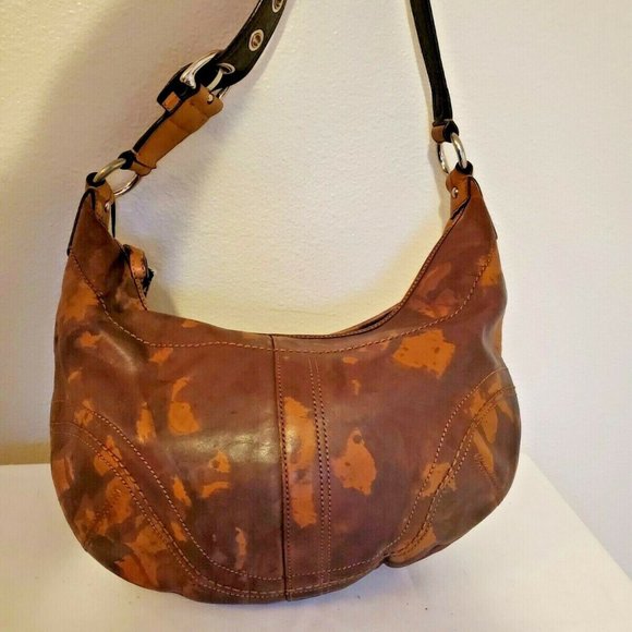 **SOLD***********Leather shoulder bag Handbag Camo Tan black brown cowgirl rodeo - Picture 3 of 8
